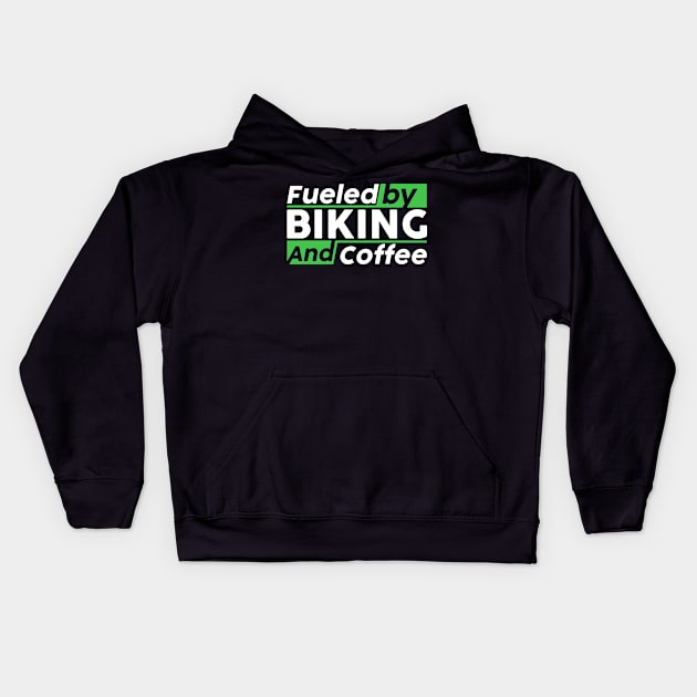 Fueled by biking and coffee Kids Hoodie by NeedsFulfilled